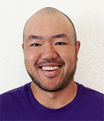 male wearing purple shirt